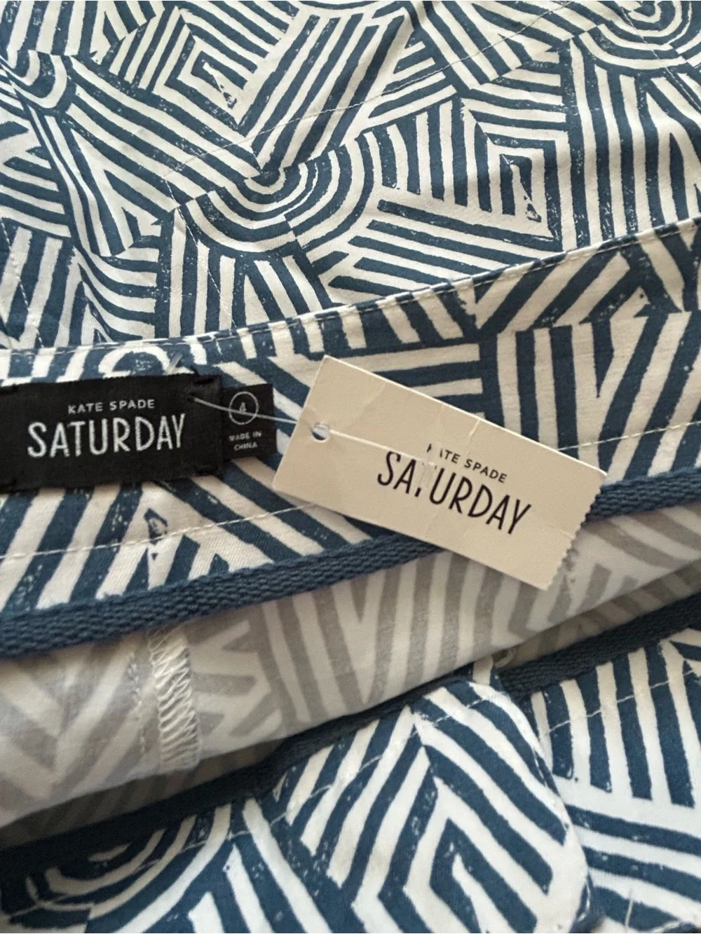 kate spade Saturday Navy and White Geometric Mini Skirt